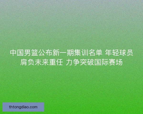 中国男篮公布新一期集训名单 年轻球员肩负未来重任 力争突破国际赛场